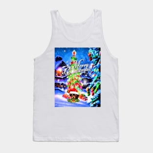 Christmas Greeting with a Cute Dachshund Puppy Tank Top